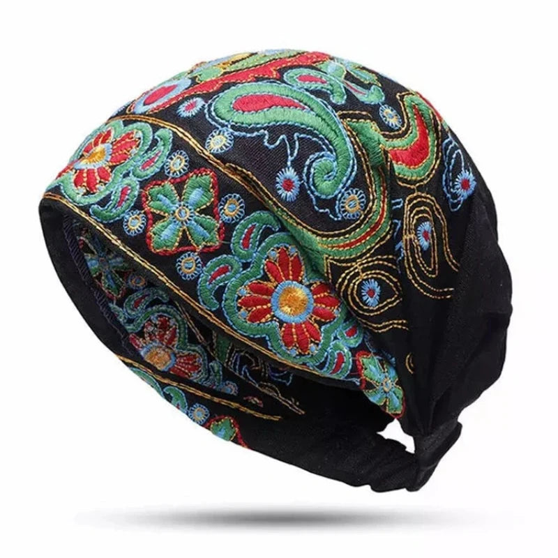 Embroidered Floral Flower Bandanas Print Hat