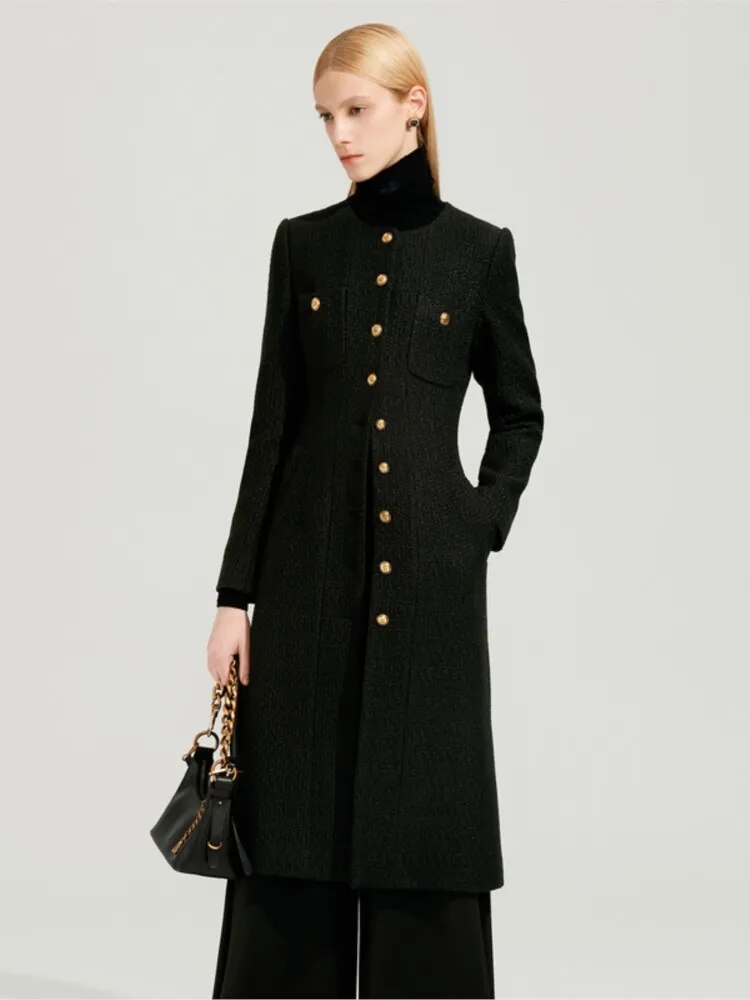 Black Long Tweed Coat