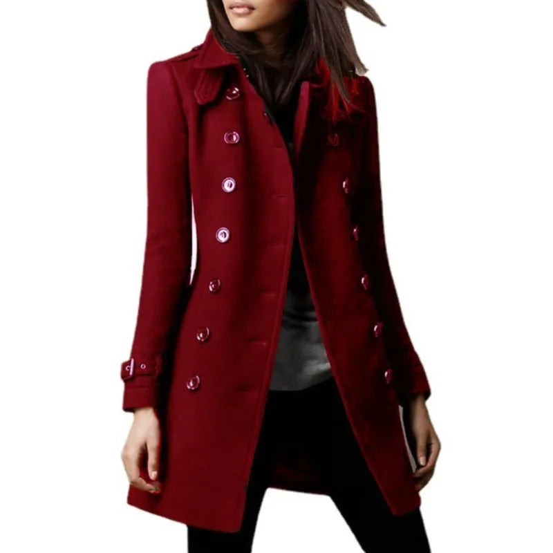 Long Sleeve Double Buttoned Wool Coat