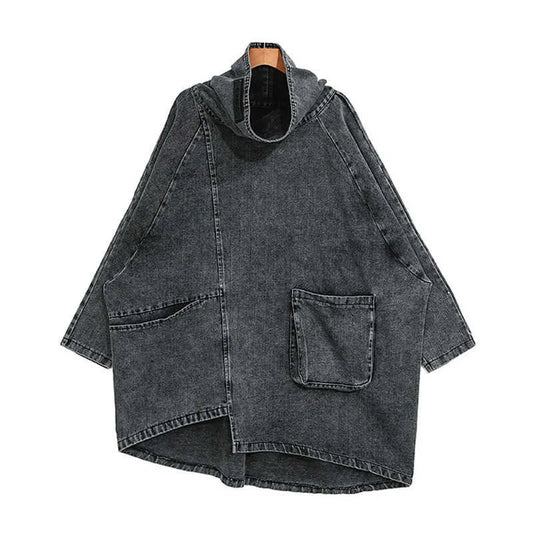 Black Denim Big Size Sweatshirt