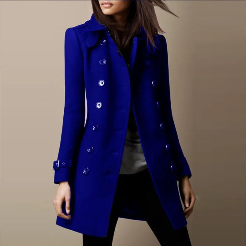 Long Sleeve Double Buttoned Wool Coat