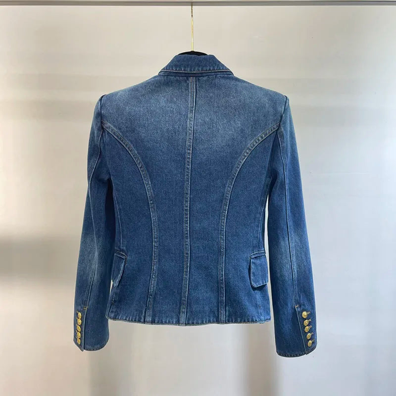 Old Washed Double-Buttoned Denim Jacket