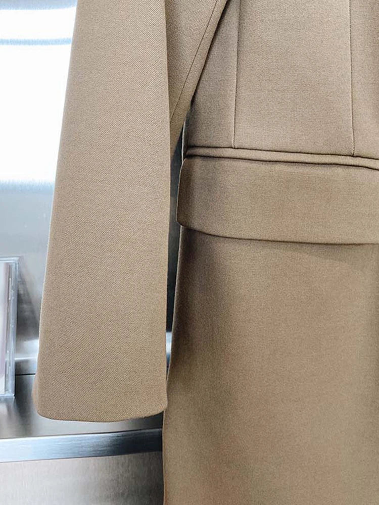 Solid Pockets Long Sleeve Coats