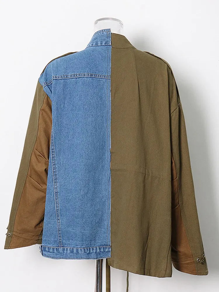 Colorblock Long Sleeve Patchwork Zipper Chic Jacket