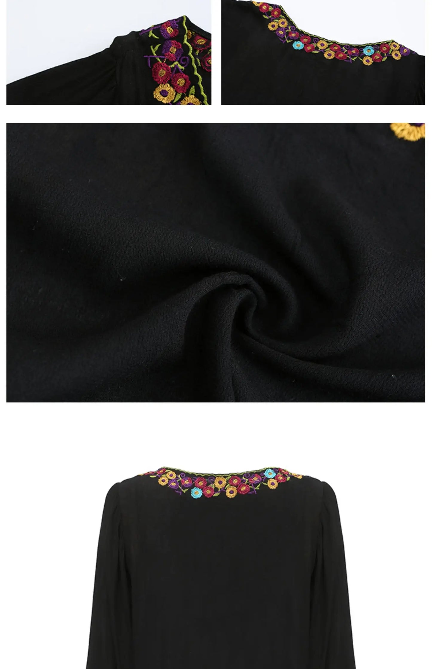 Backless  V-neck Embroidery Mini Dress