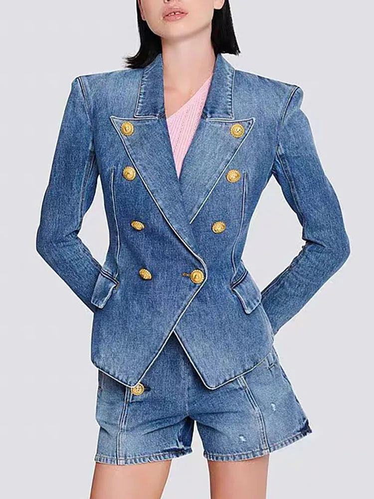 Old Washed Double-Buttoned Denim Jacket