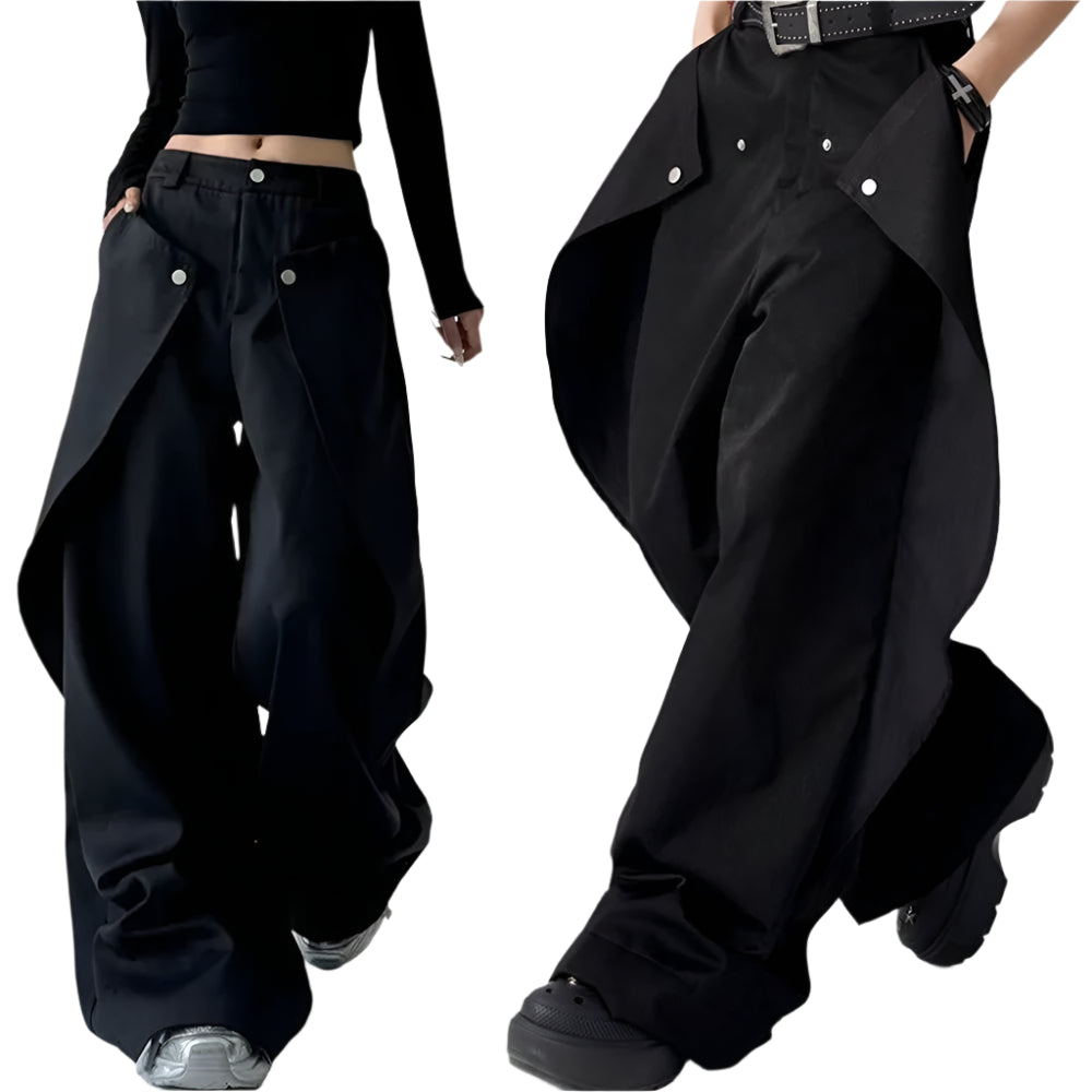 Double-Layer Wide-Leg Pants