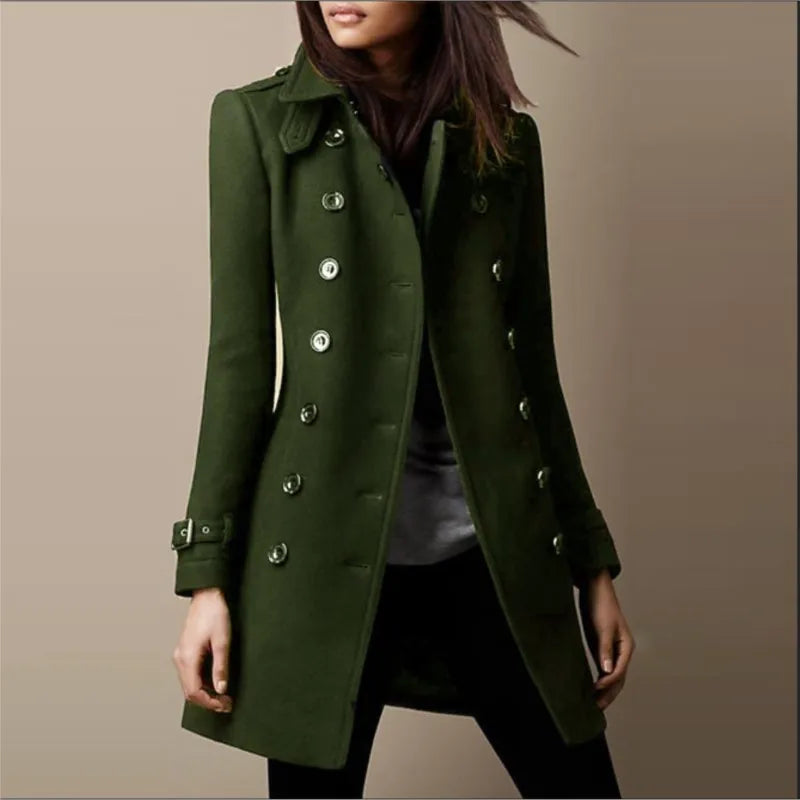 Long Sleeve Double Buttoned Wool Coat