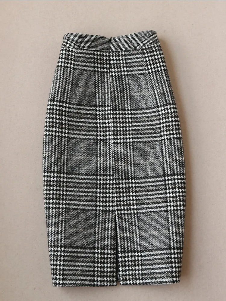 Slim Wool Long Jacket Slim Skirt Two-piece