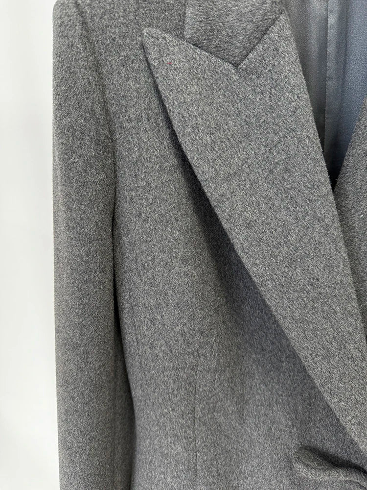 Elegant Wool Long Overcoat