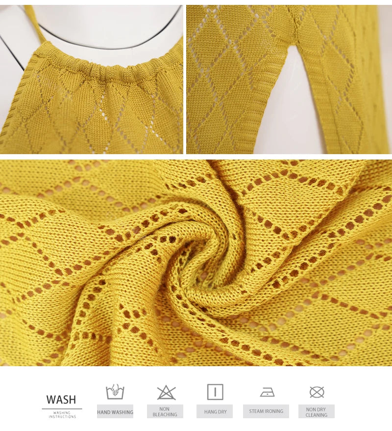 Crochet Halter Neck Sleeveless Beach Maxi Dress
