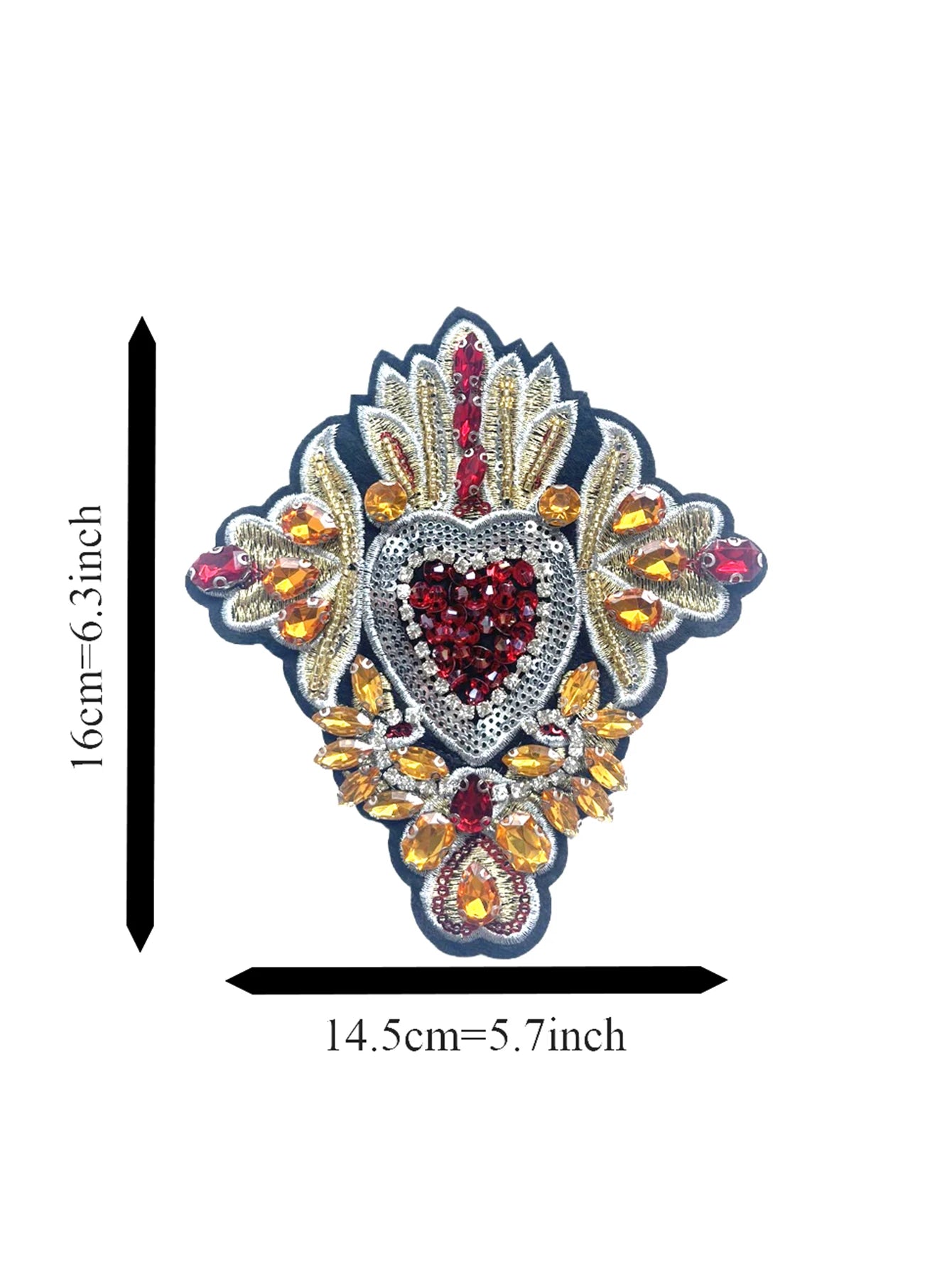 Big and Small Heart Sequins  Applique Embroidered Beaded Patch