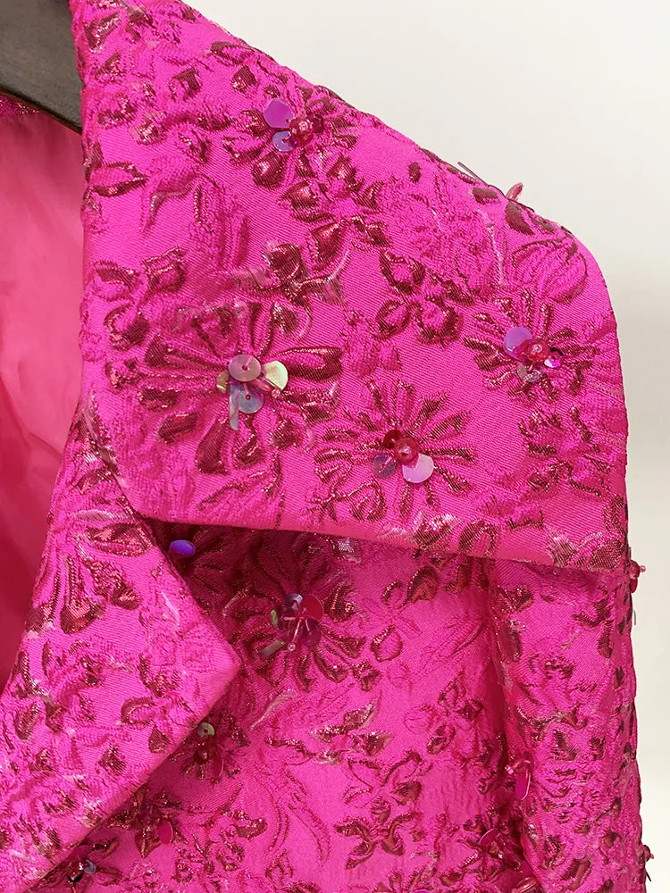 Beaded Floral Jacquard Trimmed Jacket or Dress