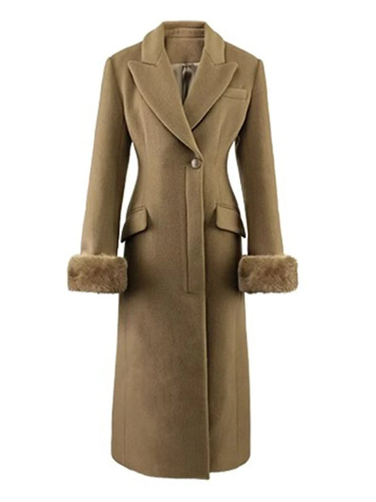 Wool Faux Fur Full Sleeve Overcoat
