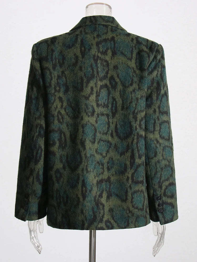 Leopard Print Double Buttoned Blazer