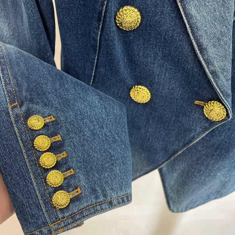 Old Washed Double-Buttoned Denim Jacket