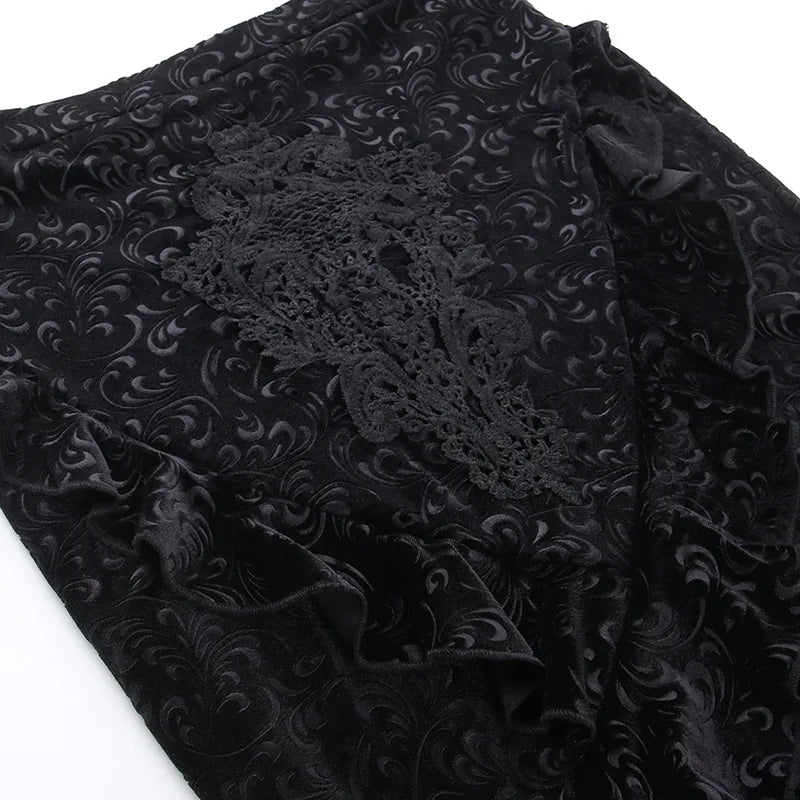 Gothic Ruffle Mermaid Lace Hem Skirt