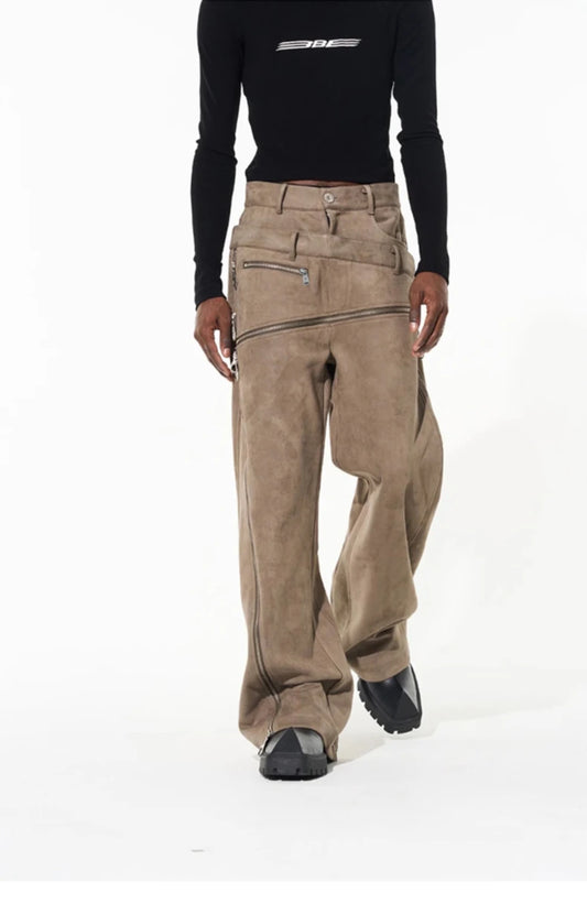 Stretchy Suede Faux Leather Pants