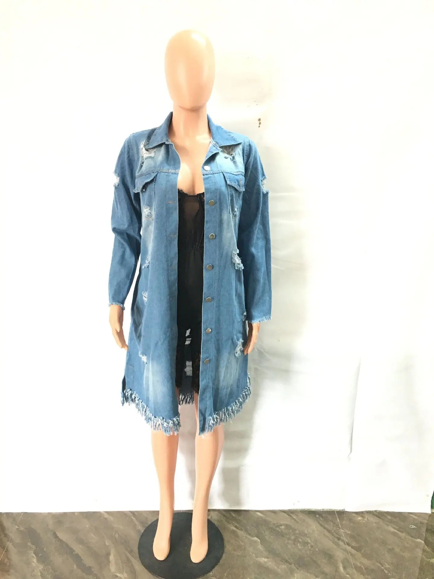 Ripped Cut Out Denim Jacket