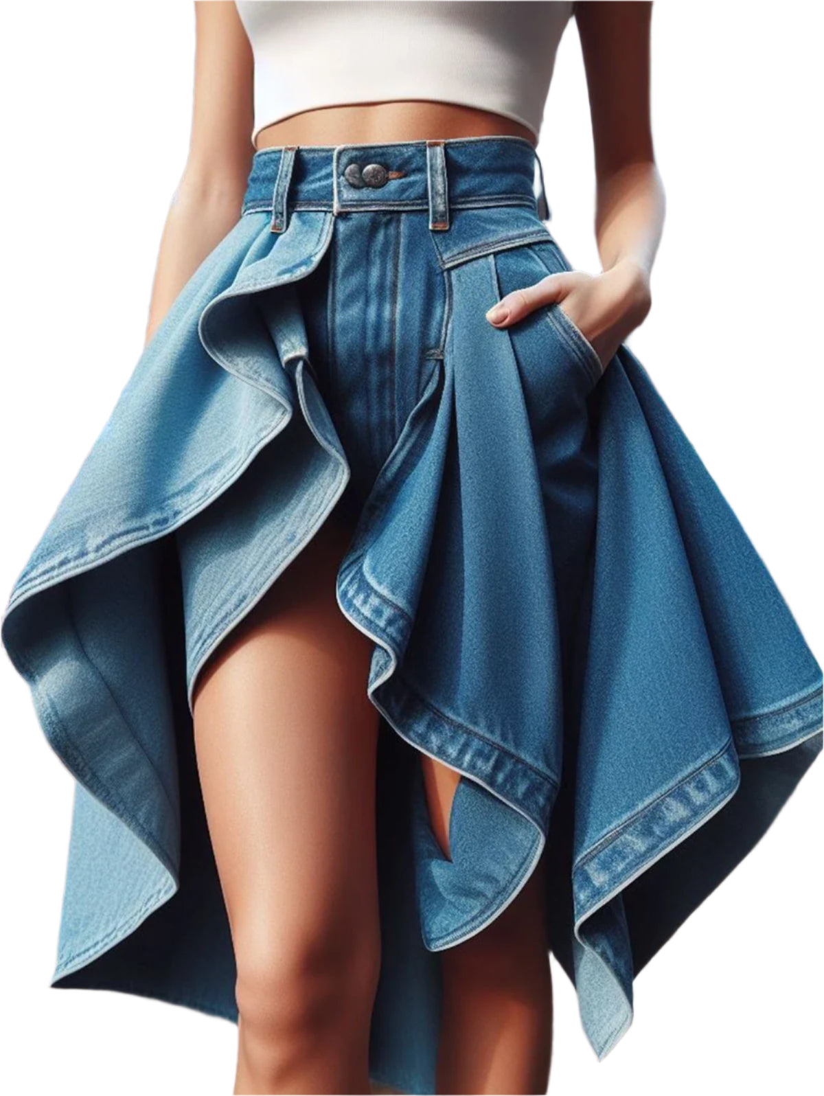 Irregular Denim Skirt