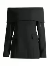 Off The Shoulder Long Sleeve Minimalist  Blazer