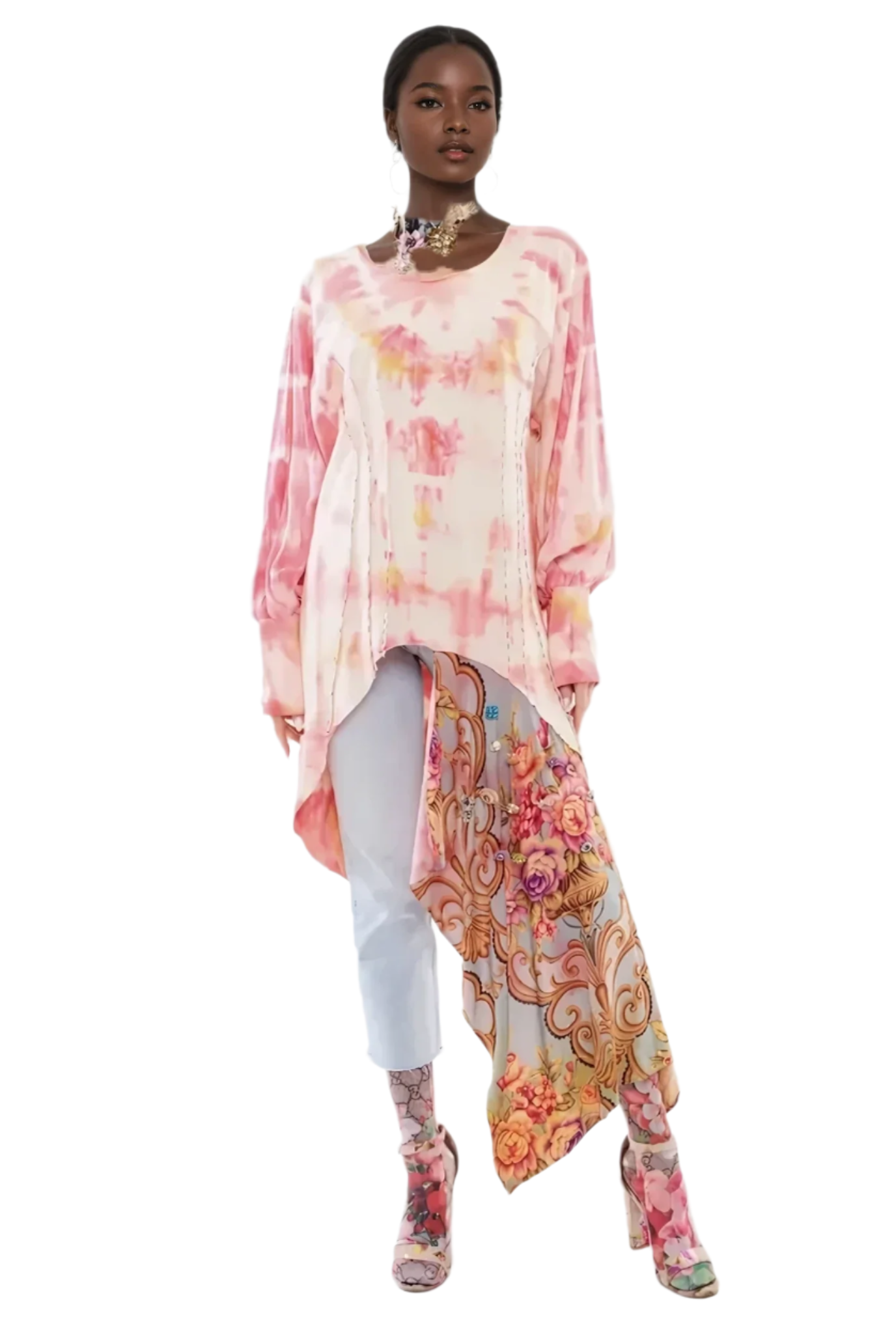 Gianni Tie Dye Floral Blouse