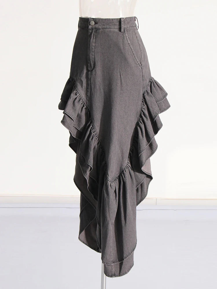 Irregular Hem High Split Skirt