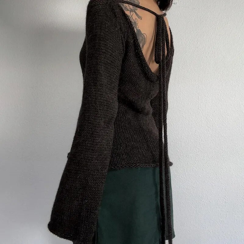 Backless Loose Sweater Pullover