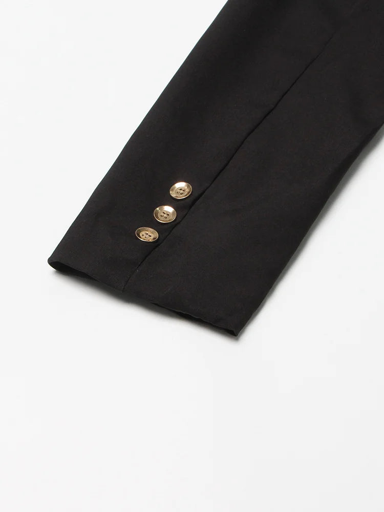 Two Piece Long Sleeve Belted Blazer & High Waist Shorts