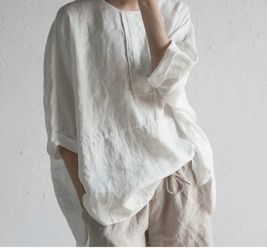 Oversized Cotton Linen Blouse