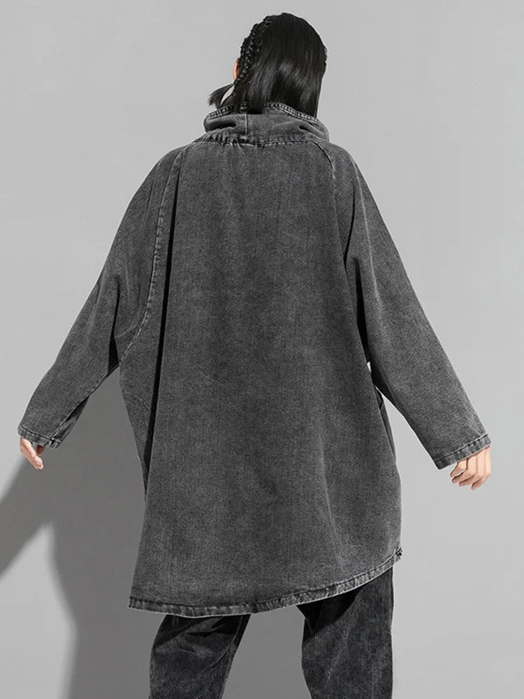 Black Denim Big Size Sweatshirt