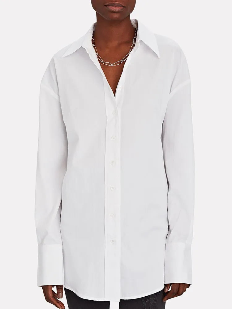 Backless Long Sleeve Single Buttoned  Shirt