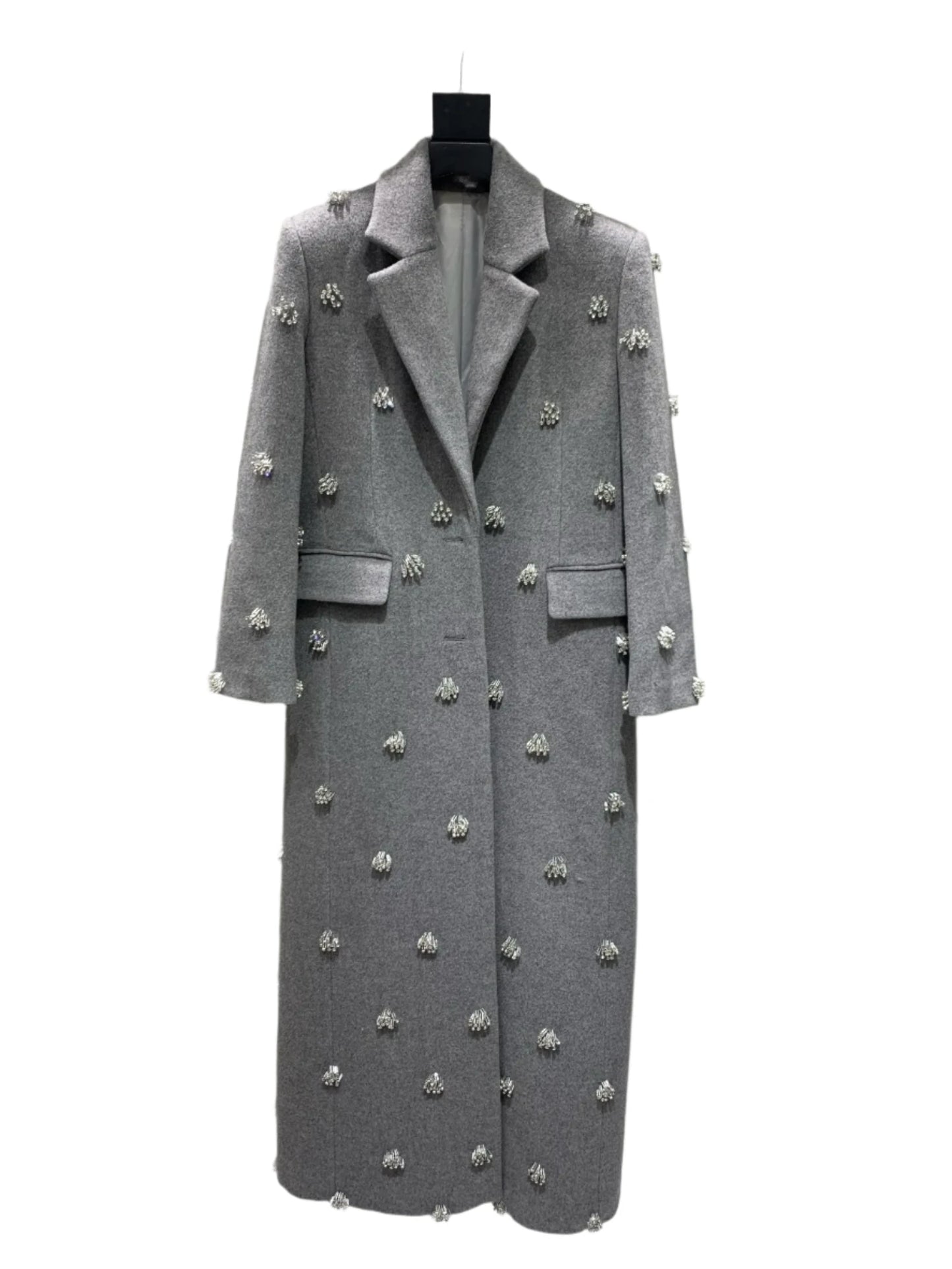 Gray Wool Heavily Beaded Coat