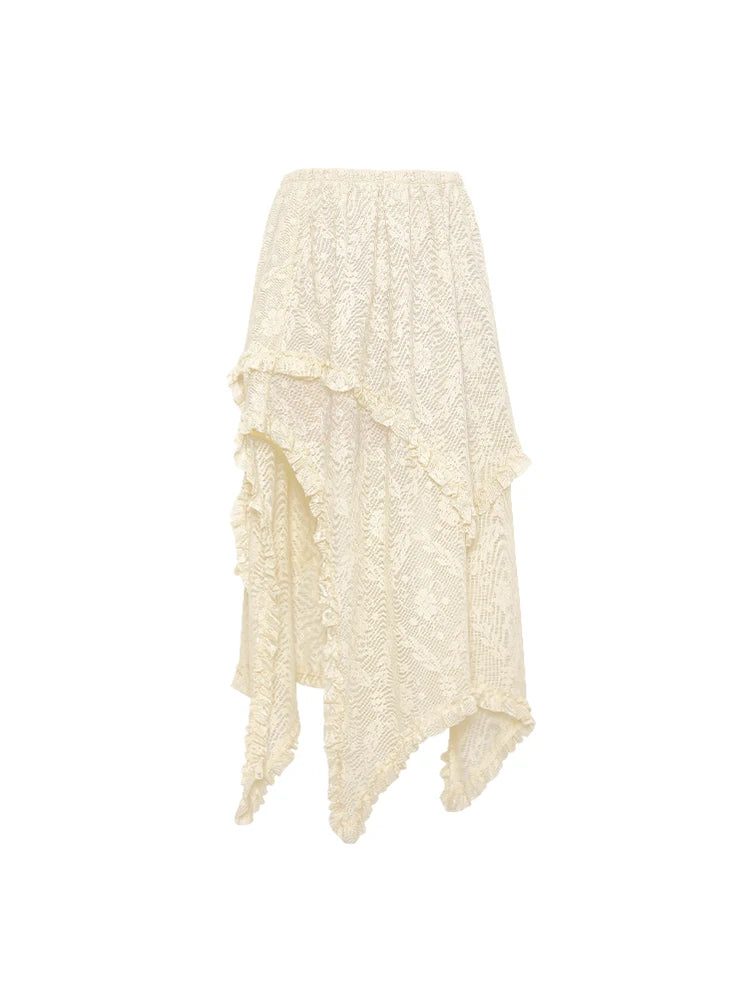 Lace Long Maxi Bohemian Irregular Layered Tassel Skirt