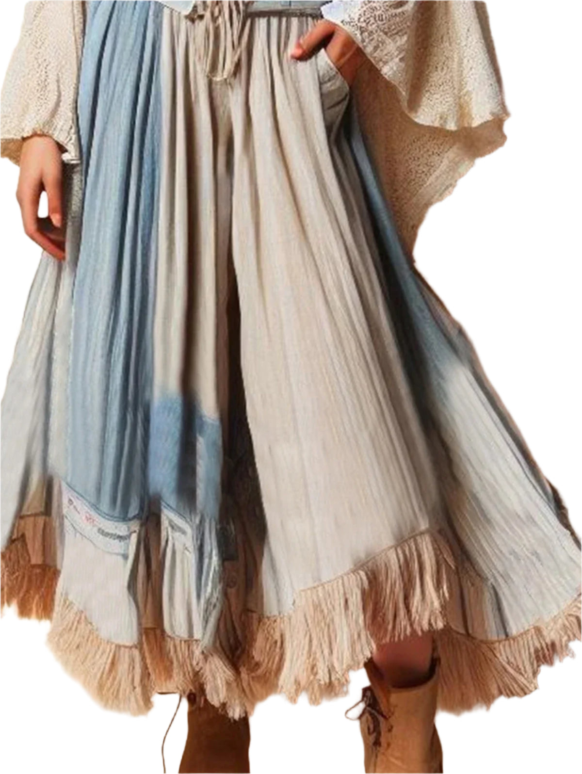 Bohemian Layered Tassel Wide-Leg Pants