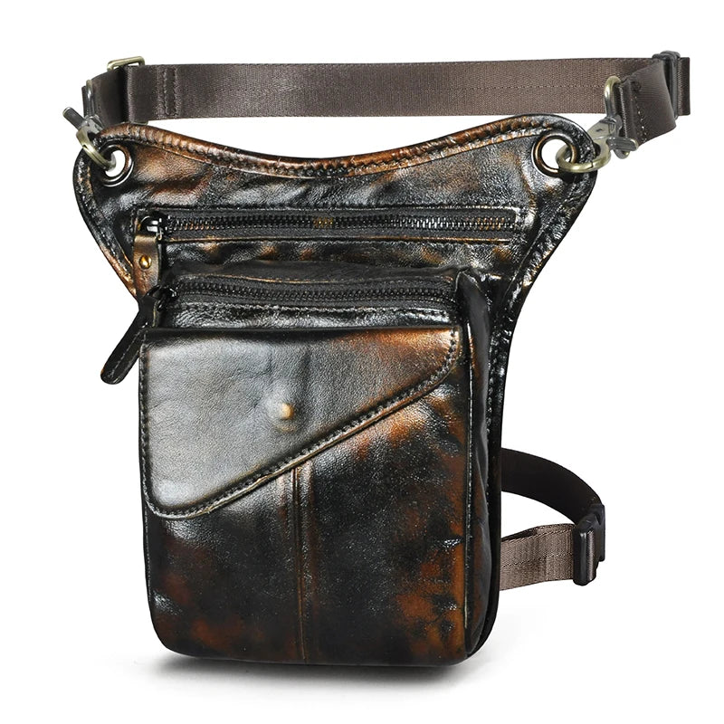 Leather Shoulder Sling Bag Multi-function Waist Belt Pack Leg Bag