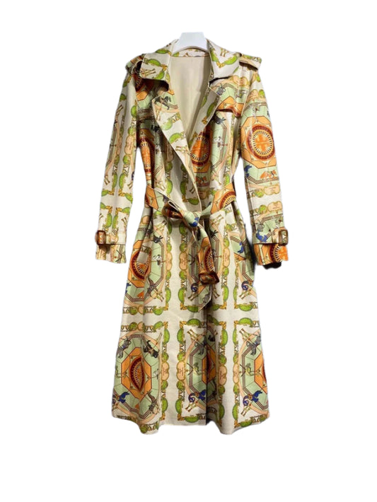 Printed Long-sleeved Trench Coat