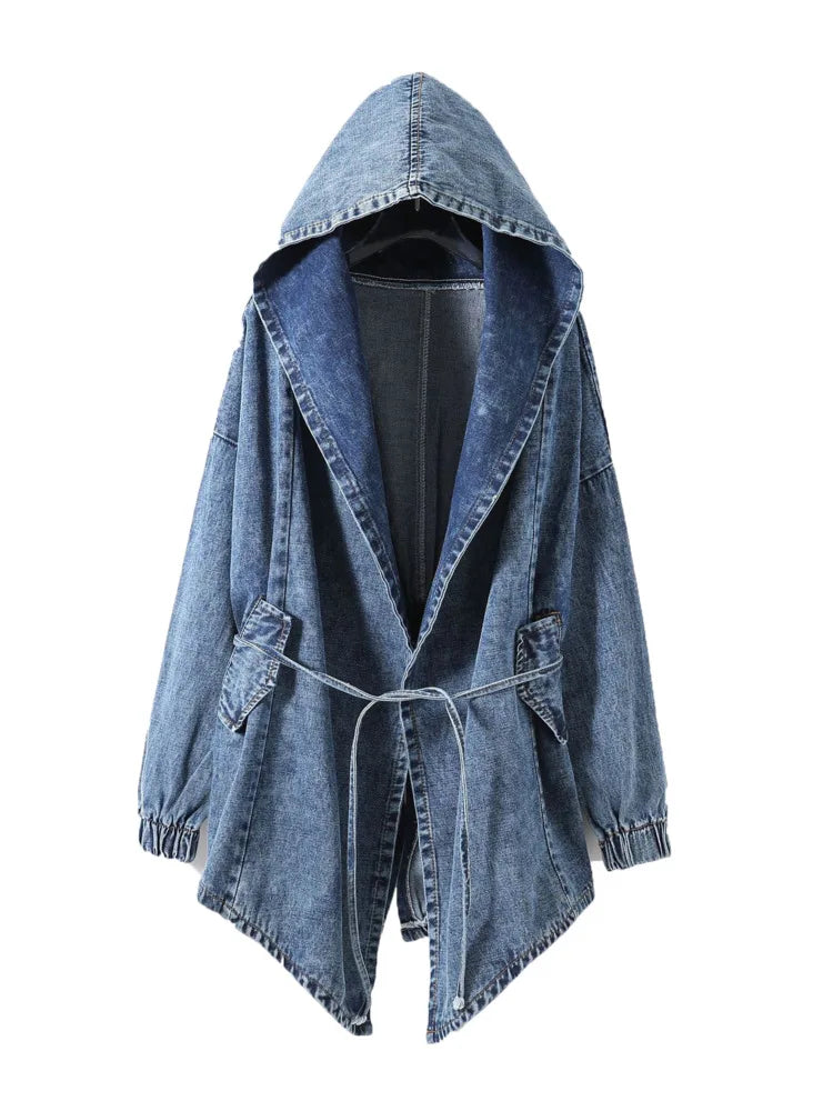 Denim Oversized Hooded  Jacket