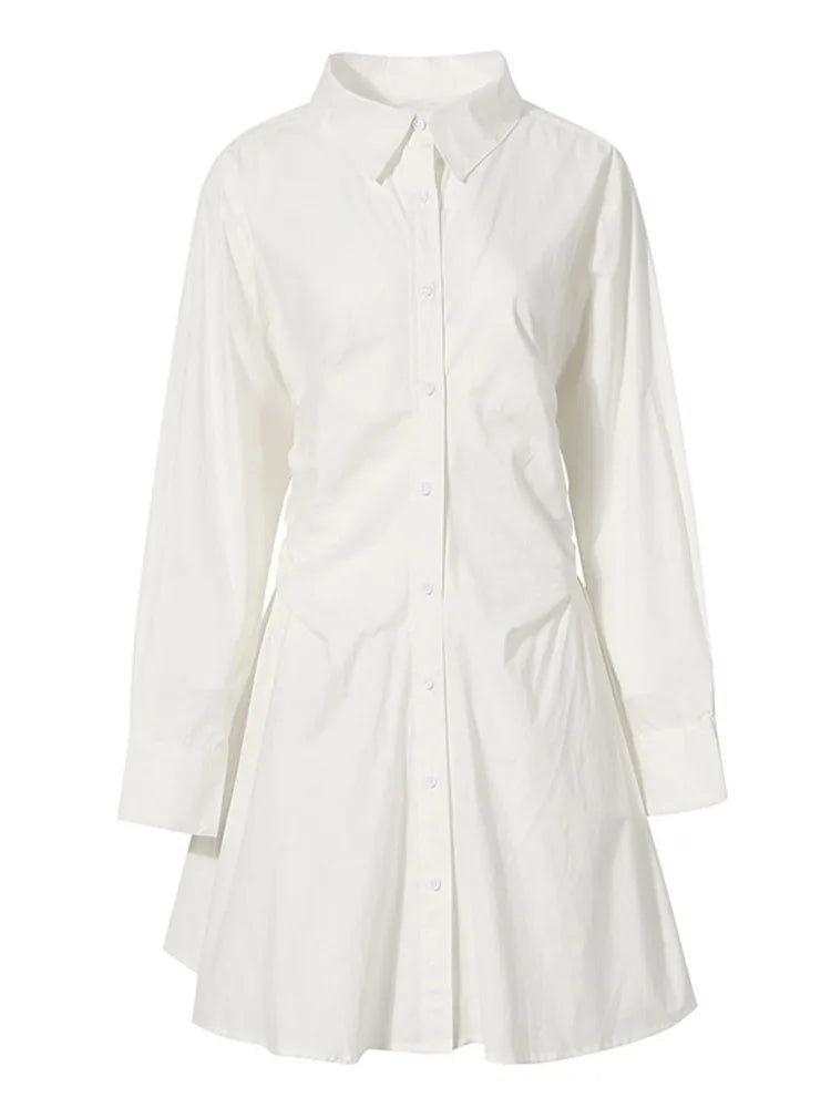 Irregular Folds High Waist Mini Shirt Dress