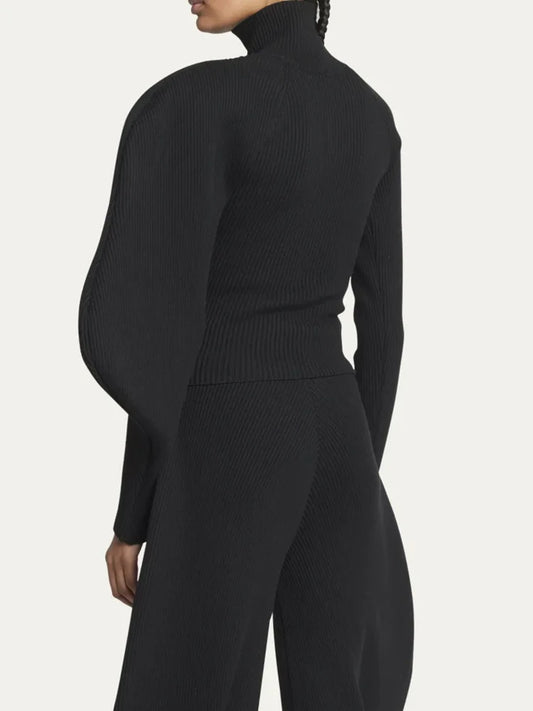 Irregular Turtleneck Long Sleeve Sweater