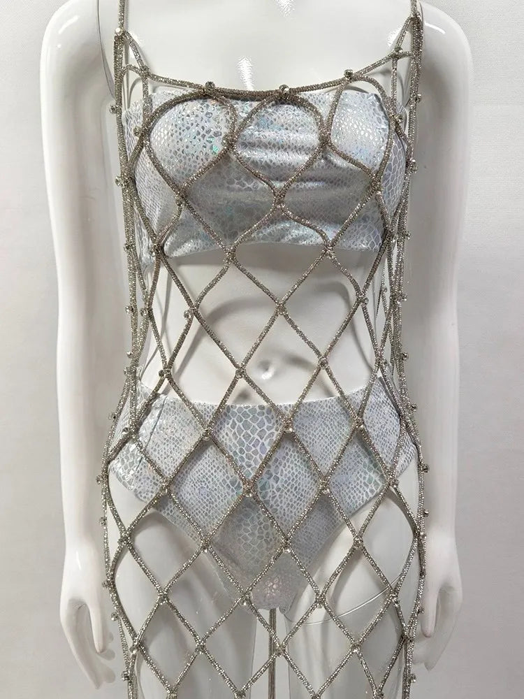 Diamond Sleeveless Cut Out Tassel Dress