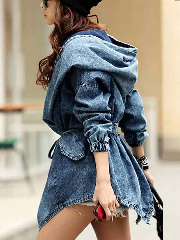 Denim Oversized Hooded  Jacket