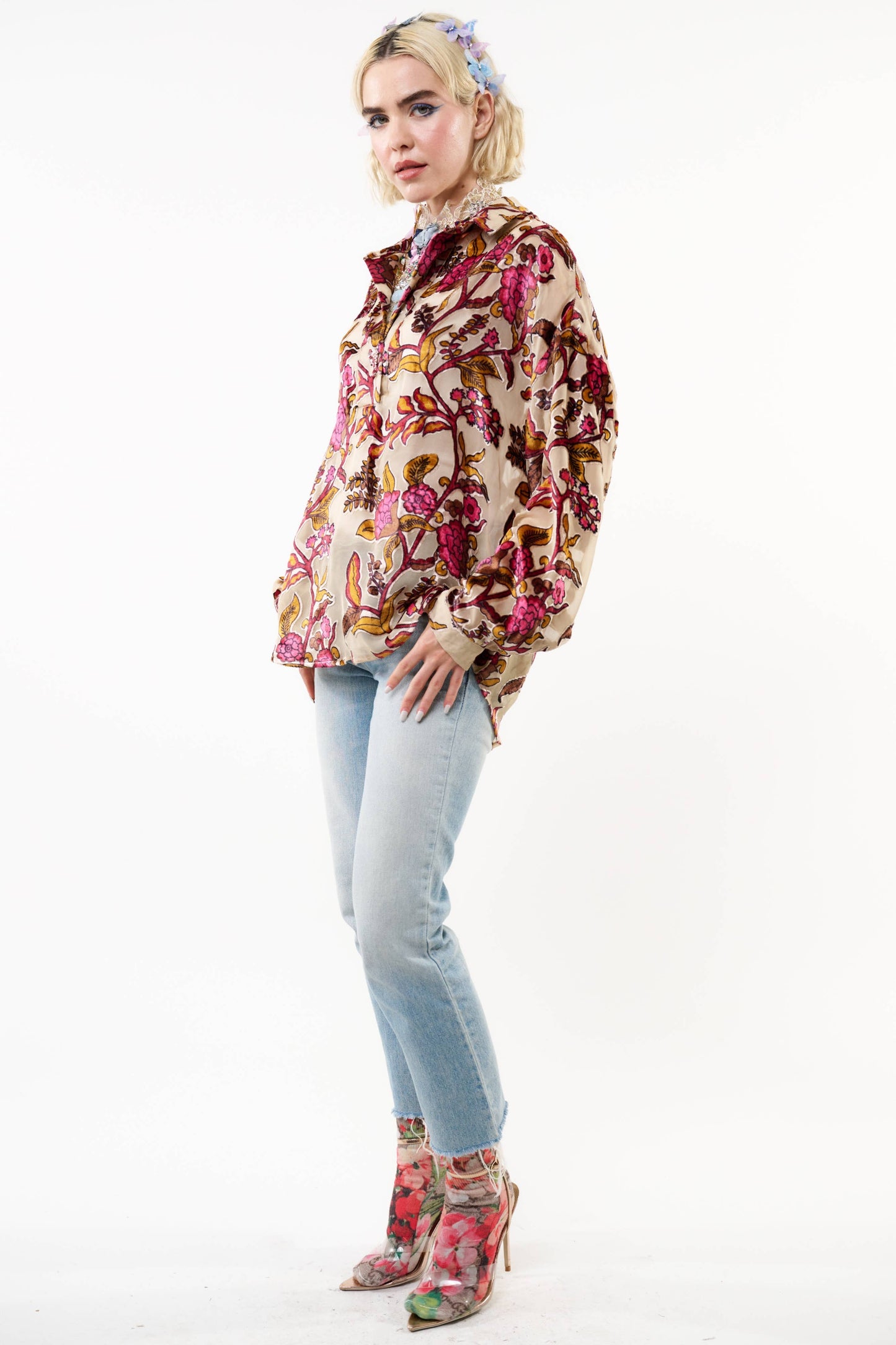 Holiday Jewels Burnout Velvet Blouse