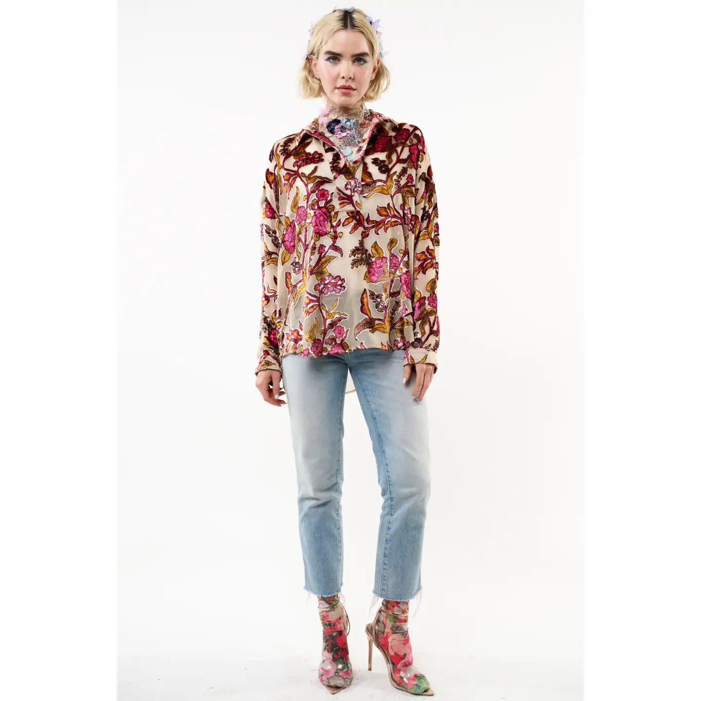 Holiday Jewel Velvet Blouse