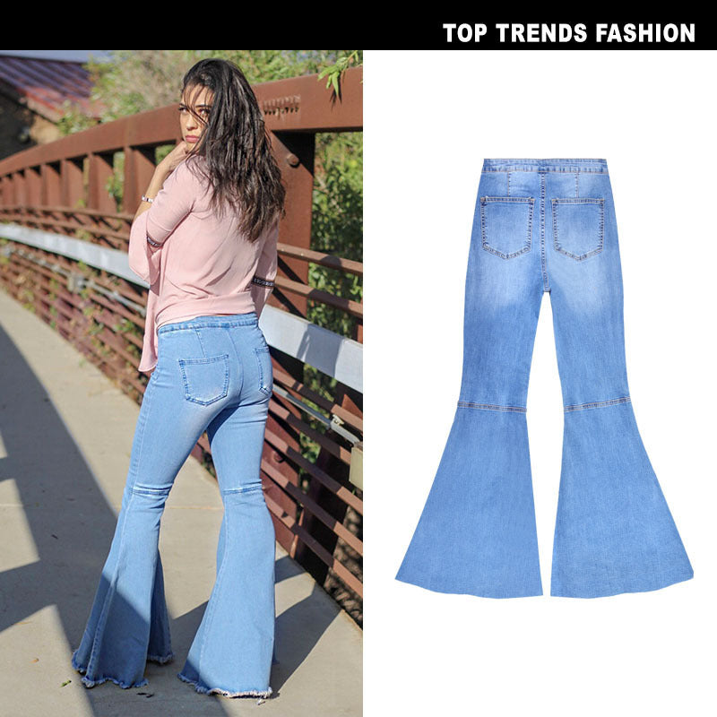 Wide Leg Pants Big Flared Denim Trousers