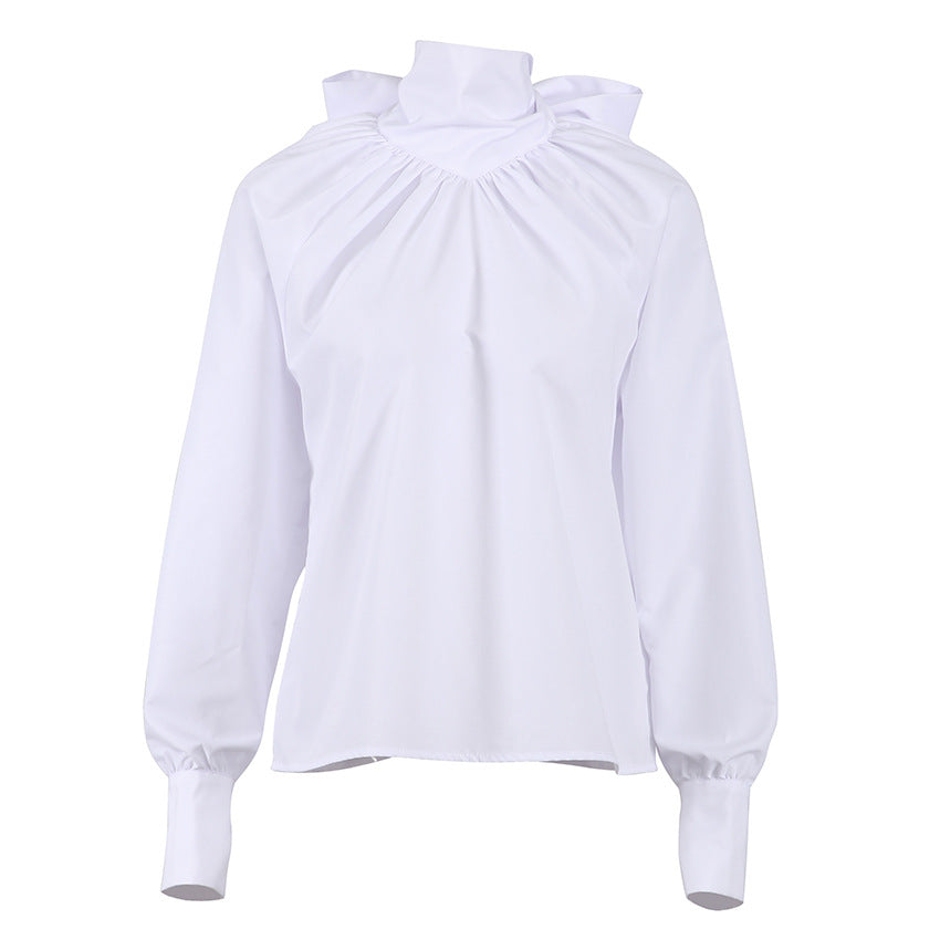 spring bowknot white blouse
