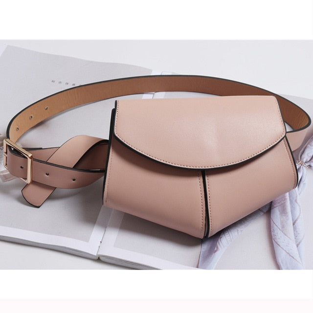 fanny pack pu leather small shoulder or waist bag pink  waist bag