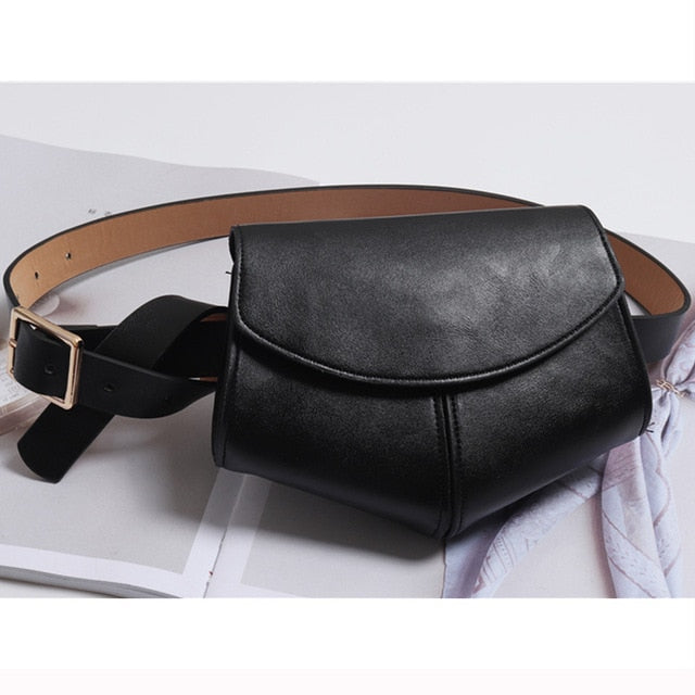 fanny pack pu leather small shoulder or waist bag black waist bag