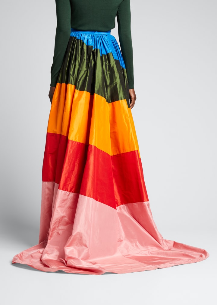 rainbow diagonal-striped skirt