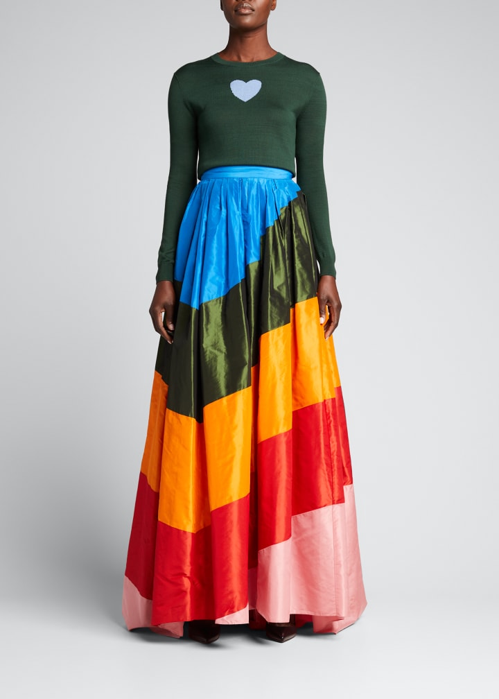 rainbow diagonal-striped skirt